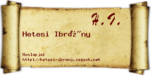 Hetesi Ibrány névjegykártya